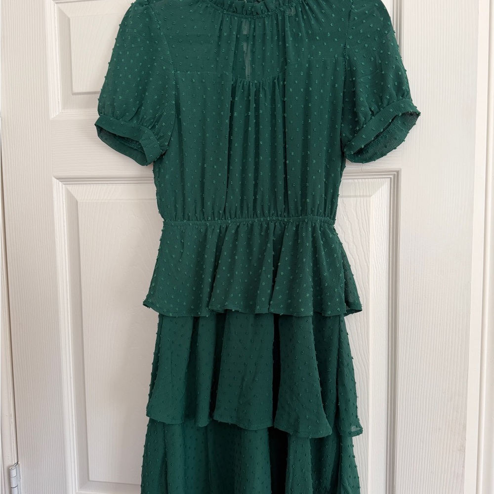 Elegant Green Ruffled Mini Dress